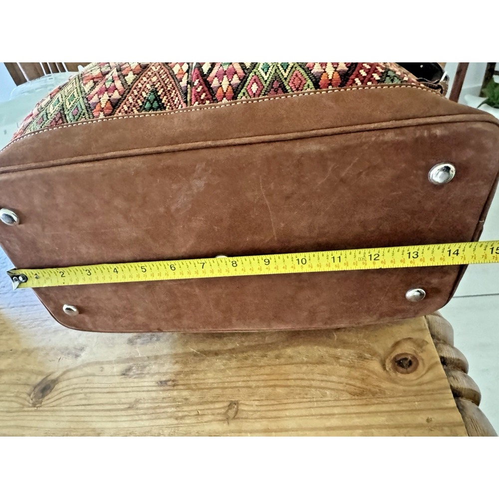 Vintage Guatemalan Artisan Handmade Woven Cotton Huipil & Leather Bag Oversized - Picture 13 of 13